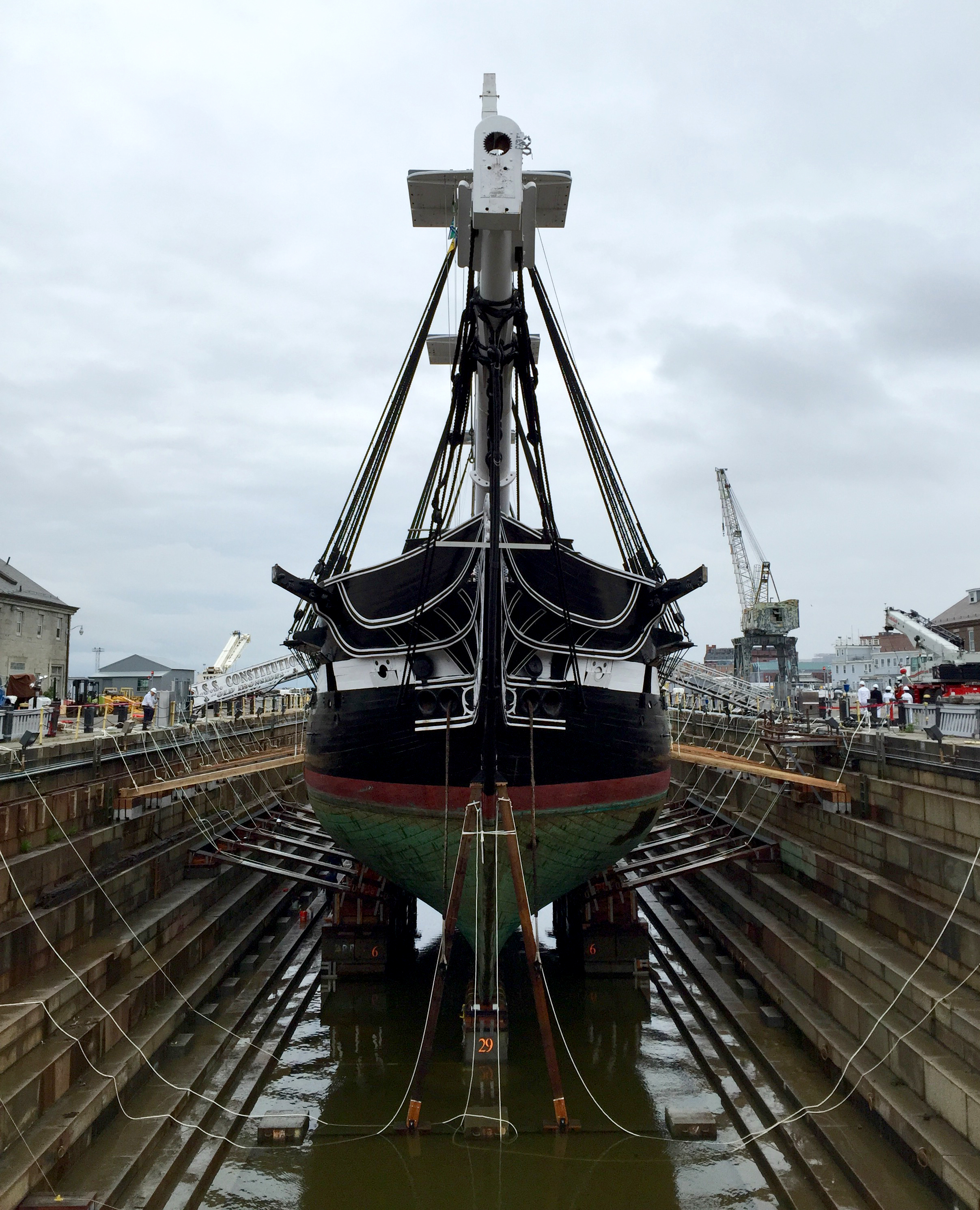USS Constitution in Dry Dock 1 on May 19, 2015. [Courtesy USS Constitution Museum]