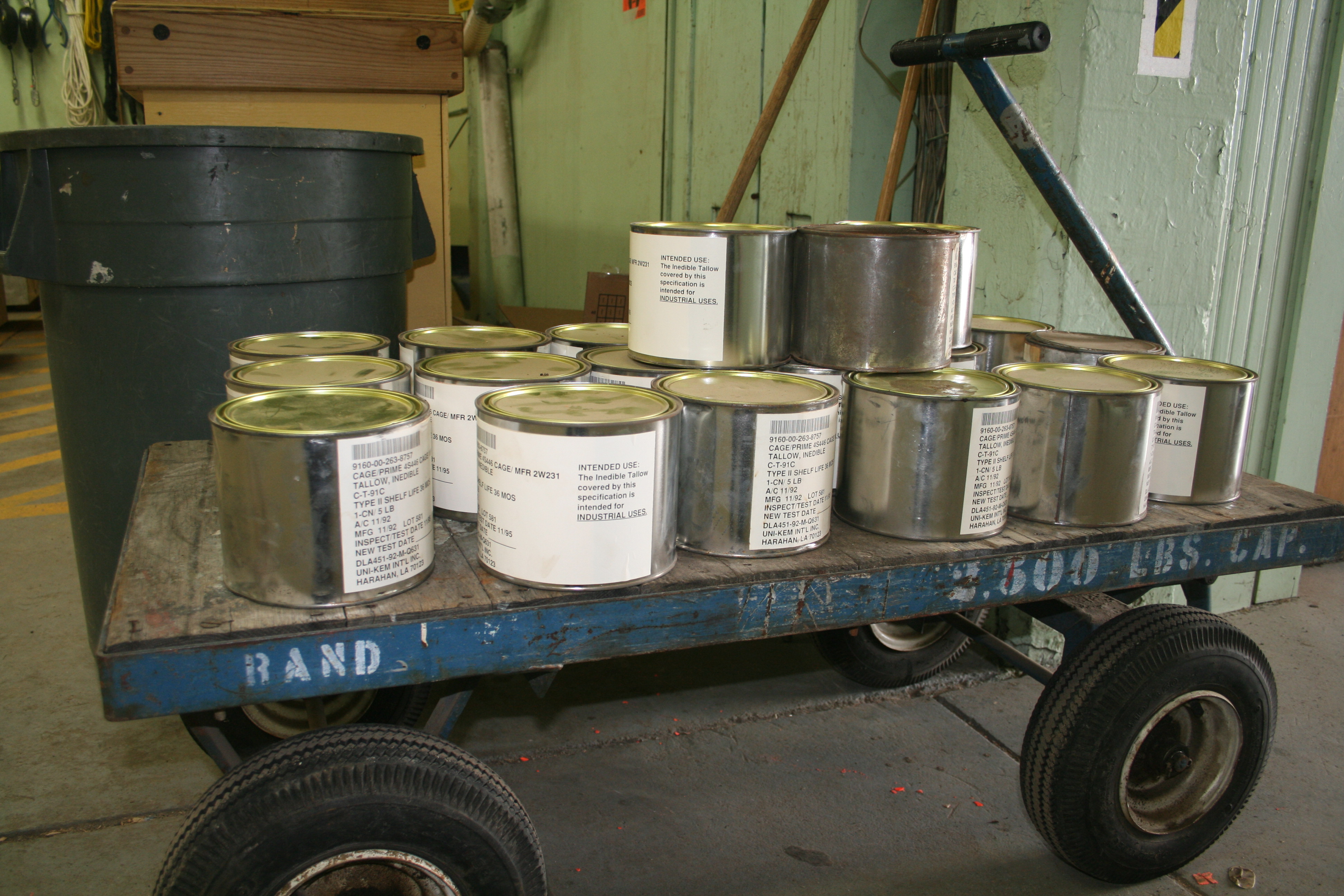 Cans of tallow
