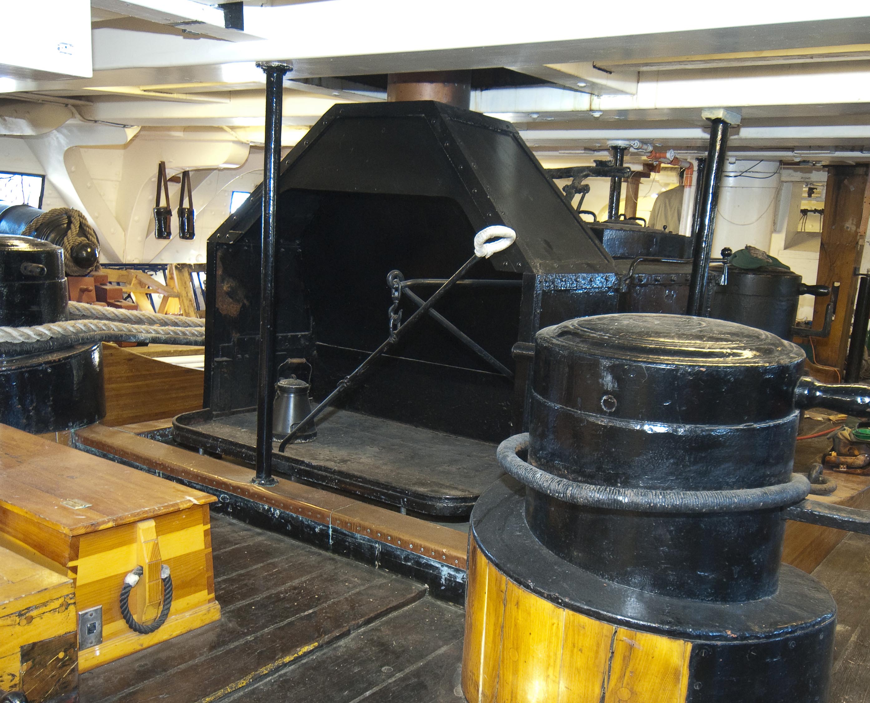 "Hearth" end of Constitution's late-19th century galley stove. [Courtesy Naval History & Heritage Command Detachment Boston]