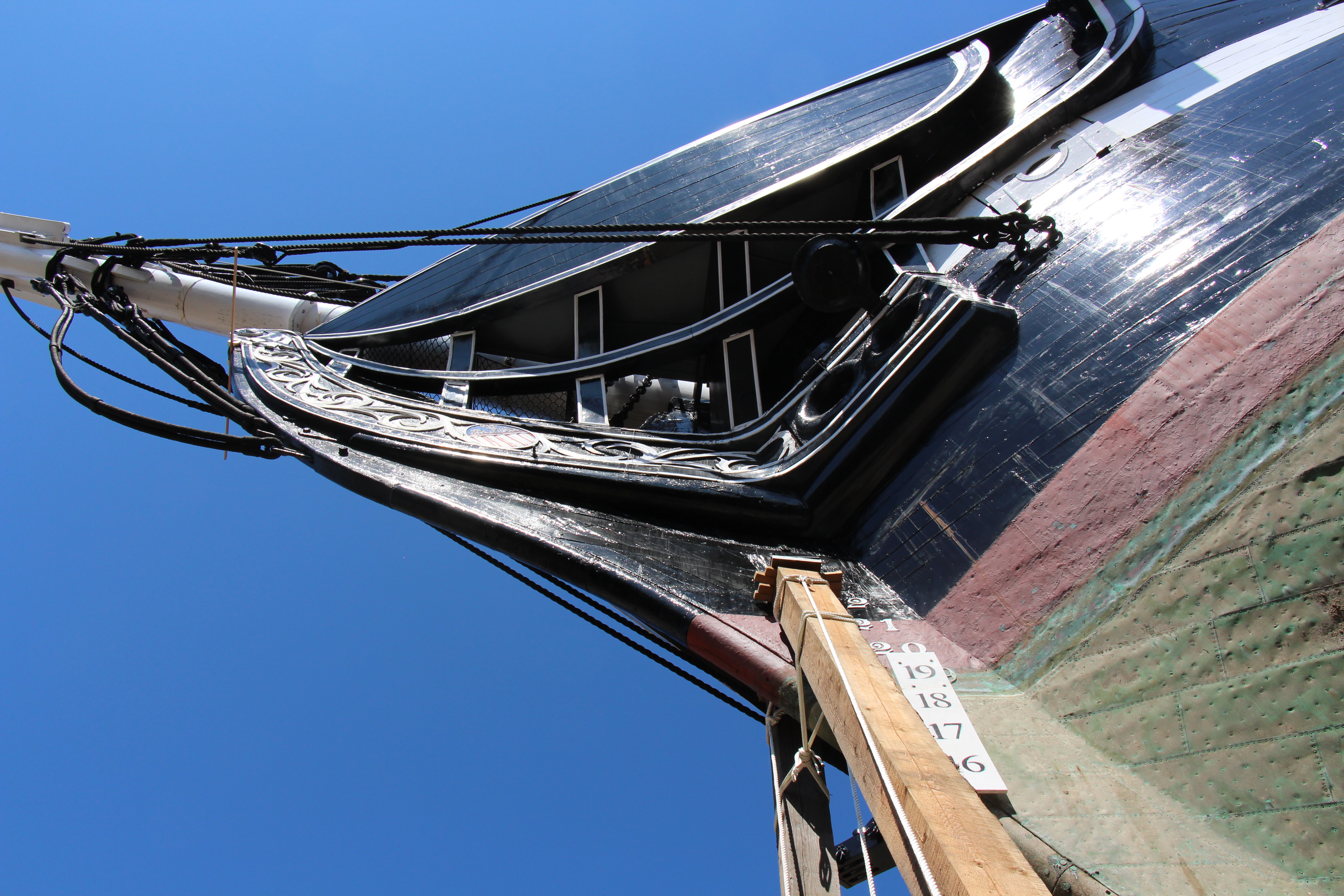 View of USS Constitution from within Dry Dock 1, May 29, 2015. [Courtesy USS Constitution Museum]