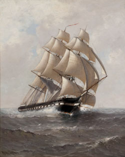 USS Constitution by Marshall Johnson, 19th century. Given in memory of Captain William Douglas Wales, USNR, by his family and friends.