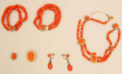 Coral jewelry bought in the Mediterranean by Purser Thomas Chew for his wife Abigail. USS Constitution Museum Collection.