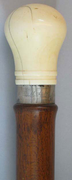 A walking stick made of USS Constitution wood. USS Constitution Museum Collection.