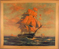 "Old Ironsides" after oil on canvas by Gordon Grant, 1927. USS Constitution Museum Collection.
