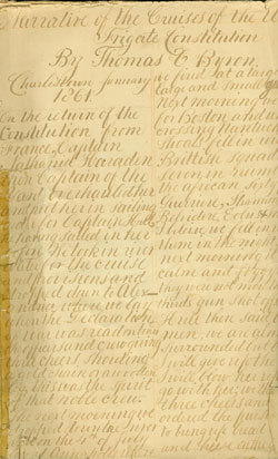 Thomas Byron's Narrative of the Cruises of USS Constitution. USS Constitution Museum Collection.
