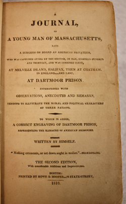 Journal of a Young Man of Massachusetts, attributed to Benjamin Waterhouse. USS Constitution Museum Collection.