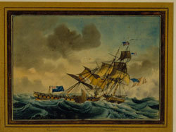Constitution versus Guerriere by Ambroise Louis Garneray. USS Constitution Museum Collection.