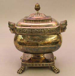 Silver sugar bowl presented to William Bainbridge by the Citizens of Philadelphia. USS Constitution Museum Collection.