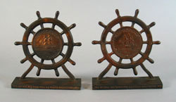 Pair of 1927 souvenir bookends made from Constitution copper. USS Constitution Museum Collection.