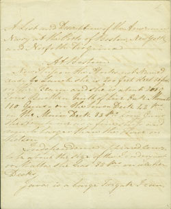 British account of US ports, circa 1819. USS Constitution Museum Collection.