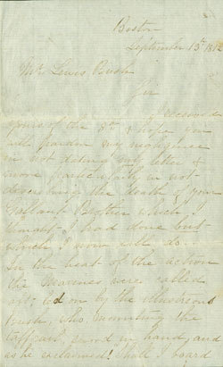 Letter from Lt. John Contee to Lewis Bush, recounting the death of Bush’s brother, Lt. William Sharp Bush, during Constitution’s engagement with HMS Guerriere. USS Constitution Museum Collection.