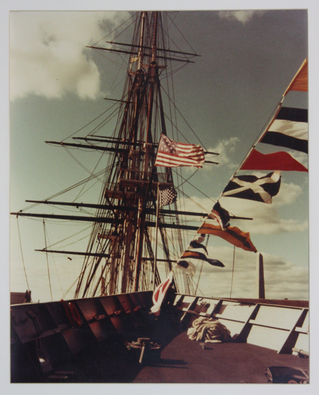 A view from the deck of USS Samuel Eliot Morison to USS Constitution during the new ship's commissioning in 1980. USS Constitution Museum collection.