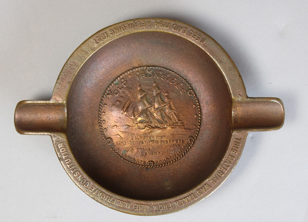 An ashtray made from copper removed during the 1927-1931 restoration. [USS Constitution Museum Collection.]