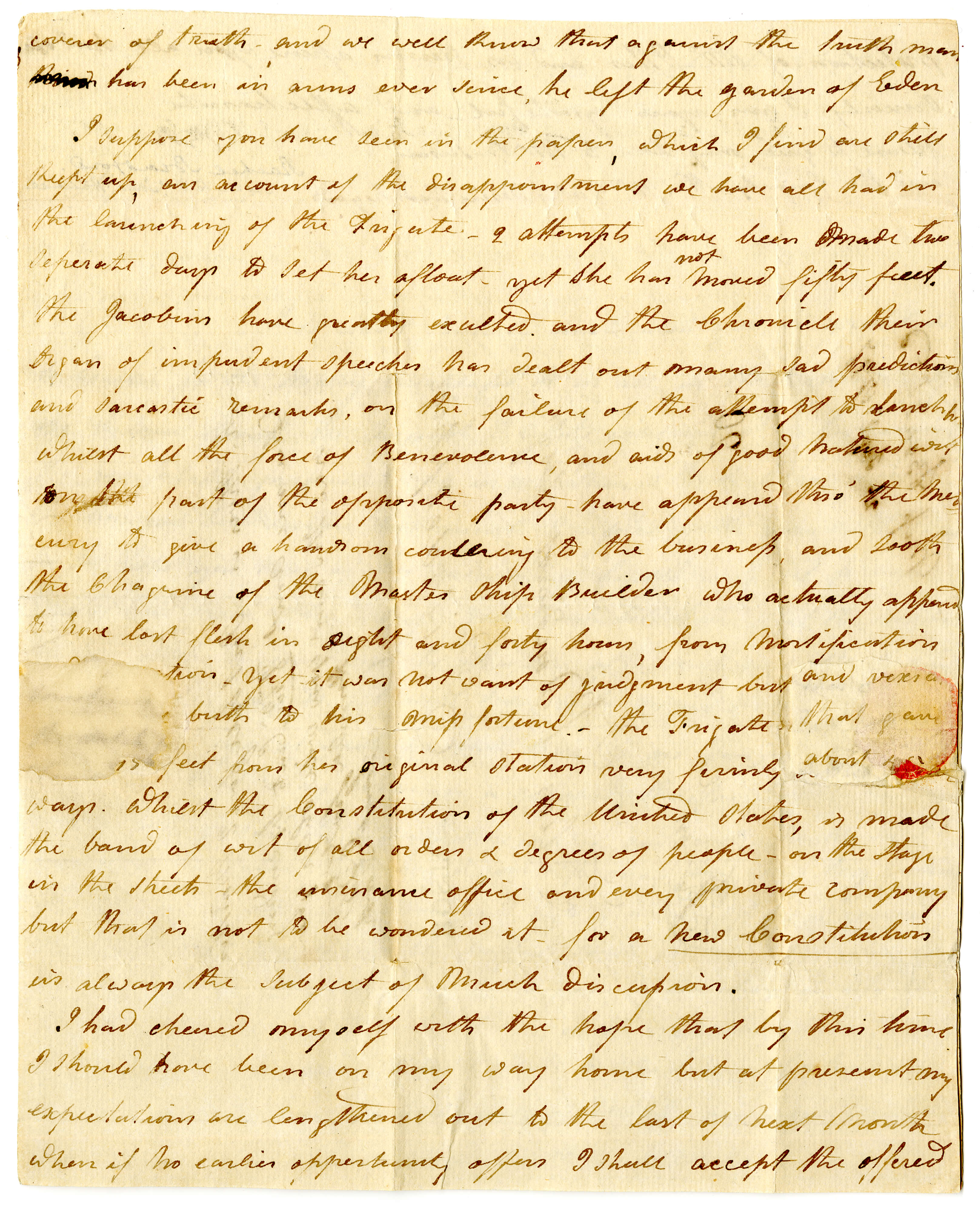 Letter from Rachel Bradford to Elias Boudinot, September 26, 1797 - USS ...