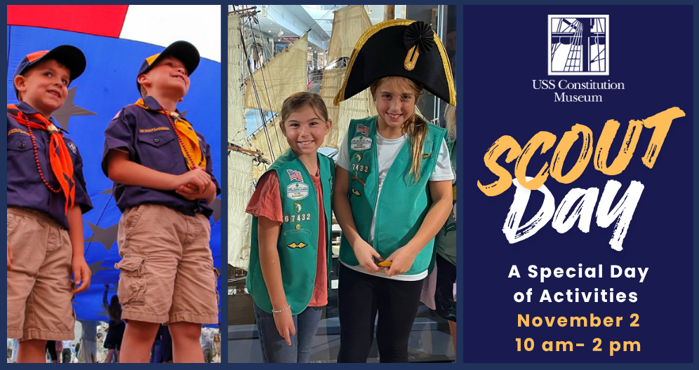 Two boy scouts and two girl scouts smile together while visiting the Museum