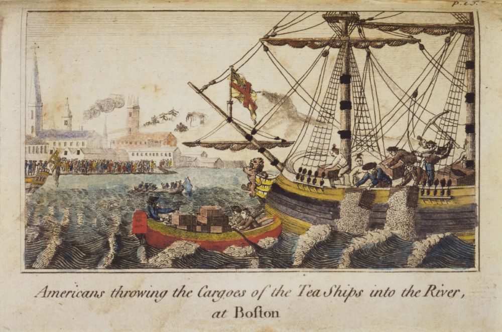 One of the earliest images depicting the Boston Tea Party was this 1789 engraving by W.D. Cooper